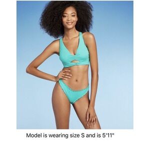 womens size 36B Medium teal green bikini top and bikini bottoms, shade & shore